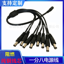 一拖八DC线纯铜1DC母拖8DC公电源线5.5*2.1 一分八dc电源线