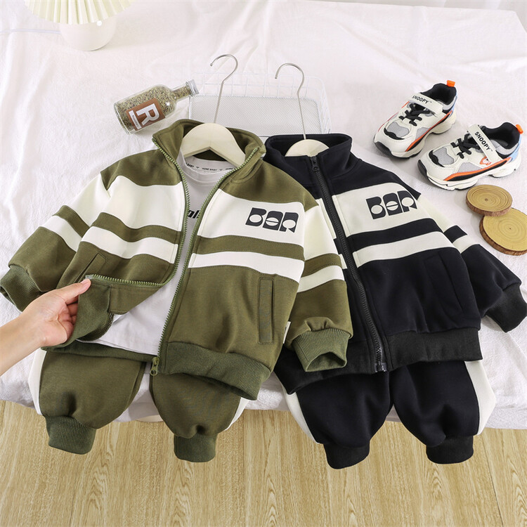 Color Block Knitted 2023 Spring and Autumn New Children's Handsome Sports Two piece Set Boys' Fashionable_voghion.com