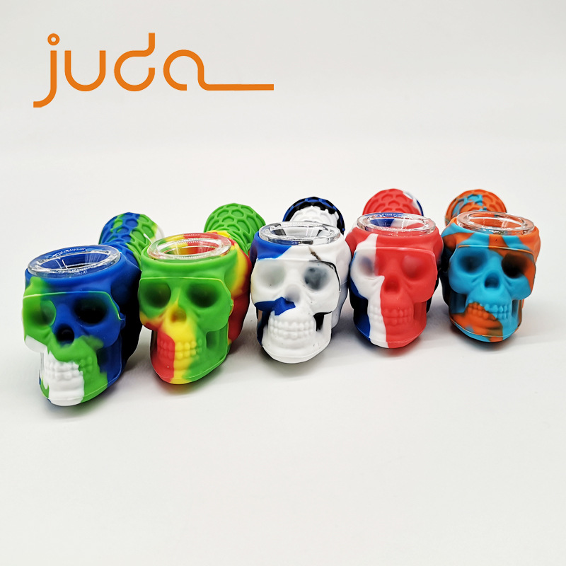 工厂直销创意硅胶烟斗 卡通骷颅头外观 硅胶耐用易洗清 可设计图