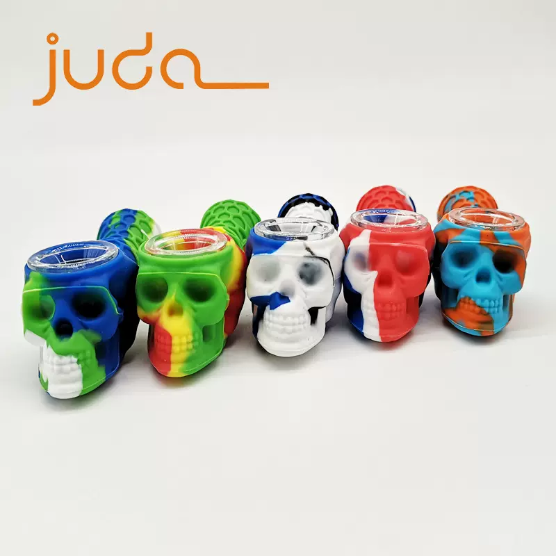 工厂直销创意硅胶烟斗 卡通骷颅头外观 硅胶耐用易洗清 可设计图