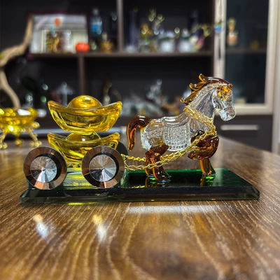 Car Perfume Holder Ornament Glass Carriage Perfplant seat - 1951318cm-carriage-pulling-gold-ingots