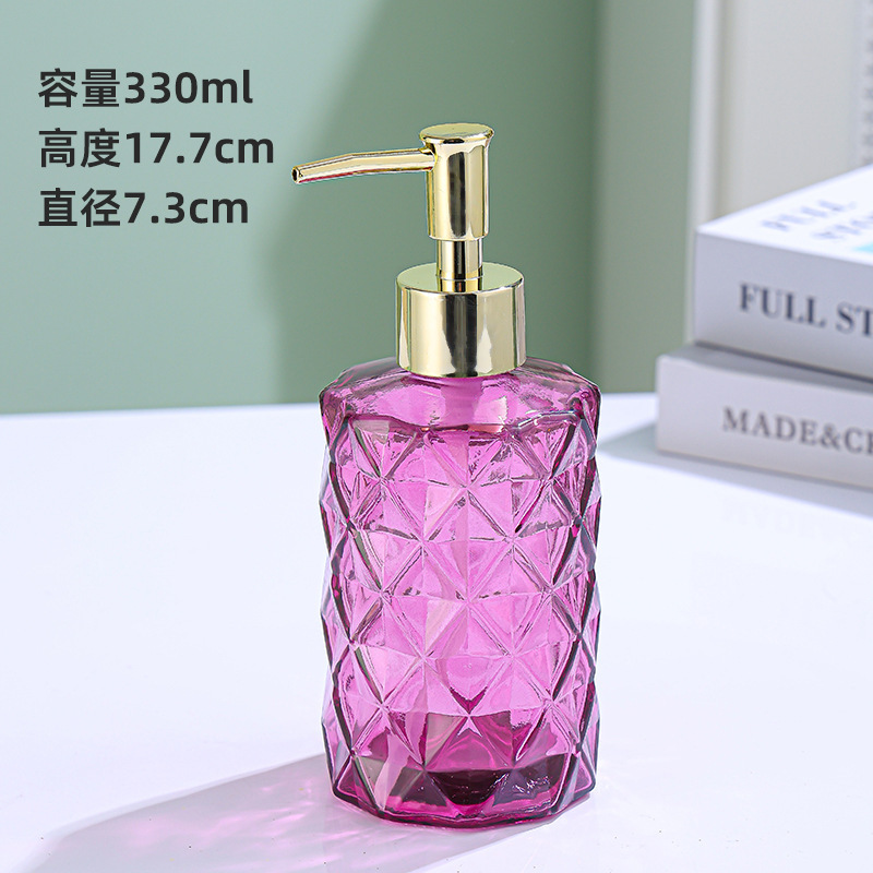 便利に分装した美しい押出式ポンプヘッド330ml手洗い液瓶電気めっきポンプヘッド有色ガラス手洗い液瓶|undefined
