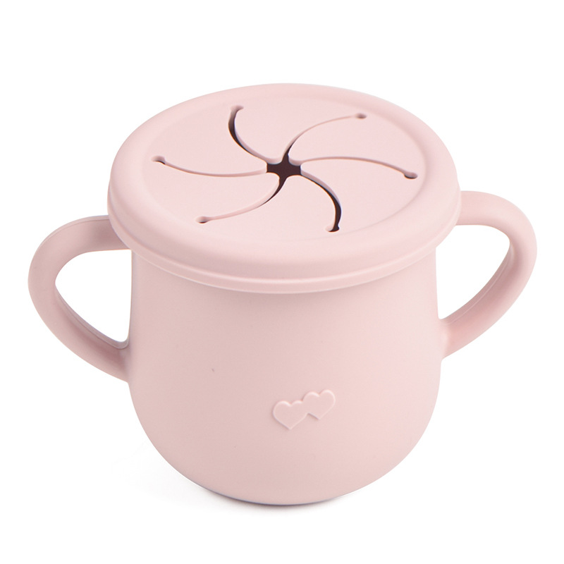Silicona de grado alimenticio para niños snack Cup mango binaural portátil resistente a la caída con taza de paja de bebé taza de bebida de silicona