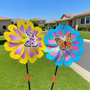 Cross-Border New Products Hot-Selling New Flower-Shaped Kindergarten Park Garden Decoration Lawn Gardening Butterfly Wind Transfer