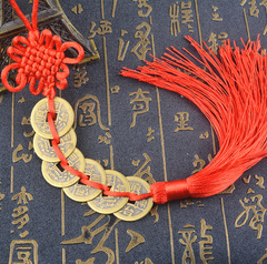 Gifts traditional festive Chinese knot hanging decoration Five Emperors Coin Six Emperors Copper Coin Car Home Decor Hanging Ornaments Handicraft Gift Set