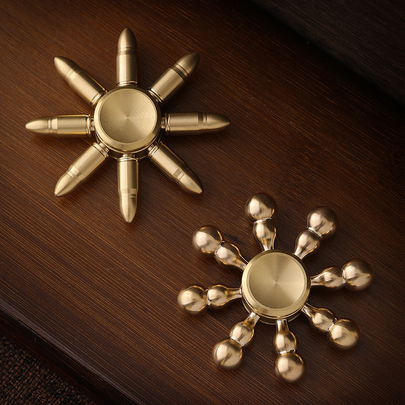 Brass Handle Piece Bullet Hoist Pure Brass Fingertip Gyroscope Solid Removable Adult Decompression Metal Gyroscope