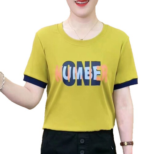 2024 fashionable Western-style mom's outfit letters spring T-shirt middle-aged and elderly large size all-matching bottoming shirt casual women