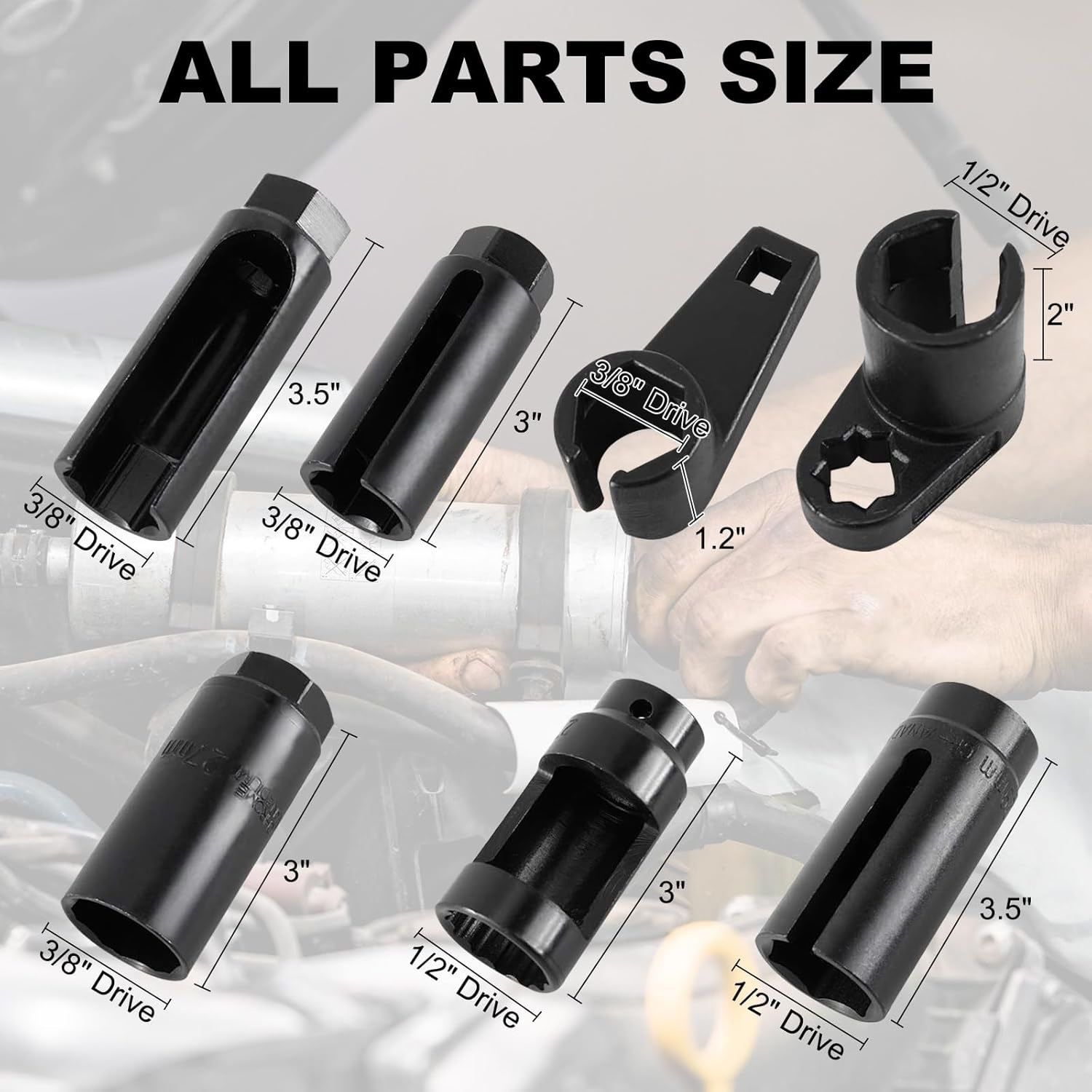 7-Piece Set of Japanese and European Style Oxygen-Sensitive Wrenches with Oxygen Sensor Socket and Oxygen Sensor Removal Tool Made of Chrome Vanadium Steel