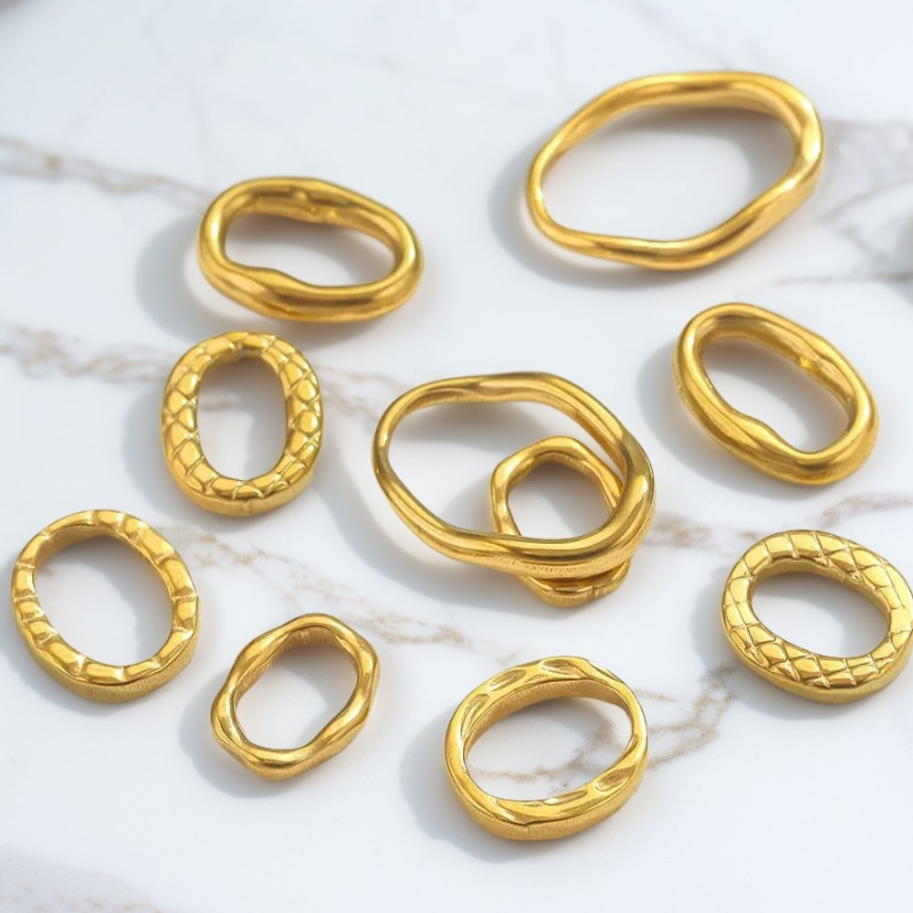 Acero inoxidable transfronterizo 18K frío INS estilo simple irregular redondo conjunto de cadena de bricolaje accesorios