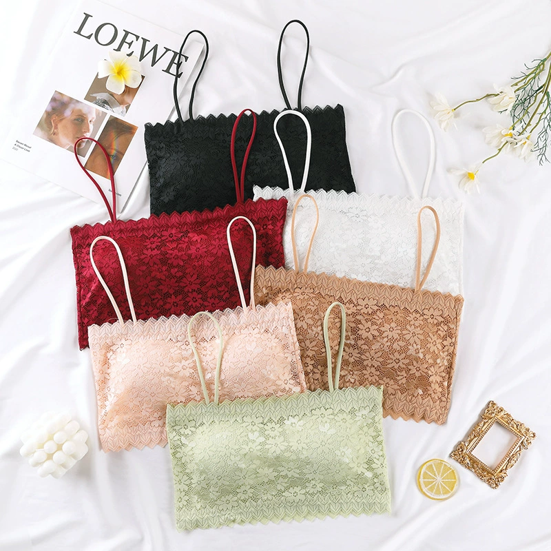 Кружевной обернутый нагрудный топ с трубкой, Сексуальный Слинг на спине, маленький жилет, нижнее белье, Женский антилегкий бюстгальтер для студенток с подкладкой для бюстгальтера