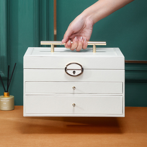 Jewelry Box with Mirror, Multi-Layer Portable Lock, for Rings, Necklaces, Earrings, Studs, Large Capacity Jewelry Pouch, Accessory Storage Box