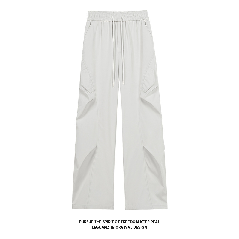 Pleated Design Sense Men's Cargo Spring Autumn American Style Functional Outdoor Quick-Dry Loose Straight Paratrooper_voghion.com