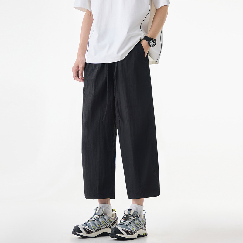 2026 Summer New Quick-Dry Breathable Cropped Pants Thin Men's Solid Color Simple Trendy Loose Straight Casual Pants 2026 Summer New Quick-Dry Breathable Cropped Pants Thin Men's Solid Color Simple Trendy Loose Straight Casual Pants