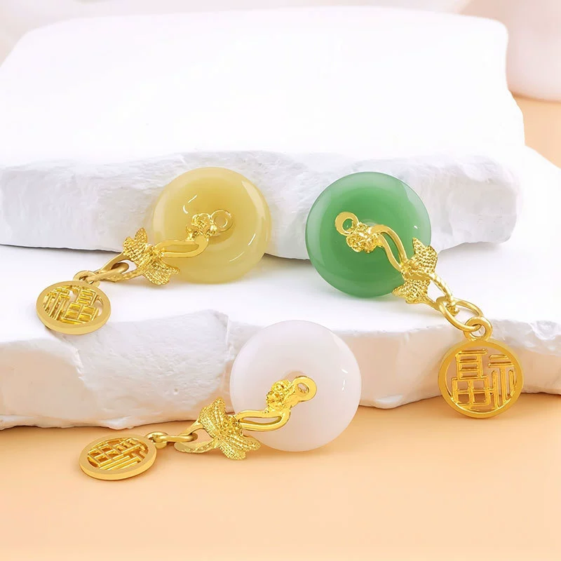 Ювелирные изделия из искусственного нефрита в китайском стиле, стеклянные аксессуары ручной работы, новые аксессуары для одежды из парчи династии Хань в китайском стиле, подвески-браслеты ручной работы