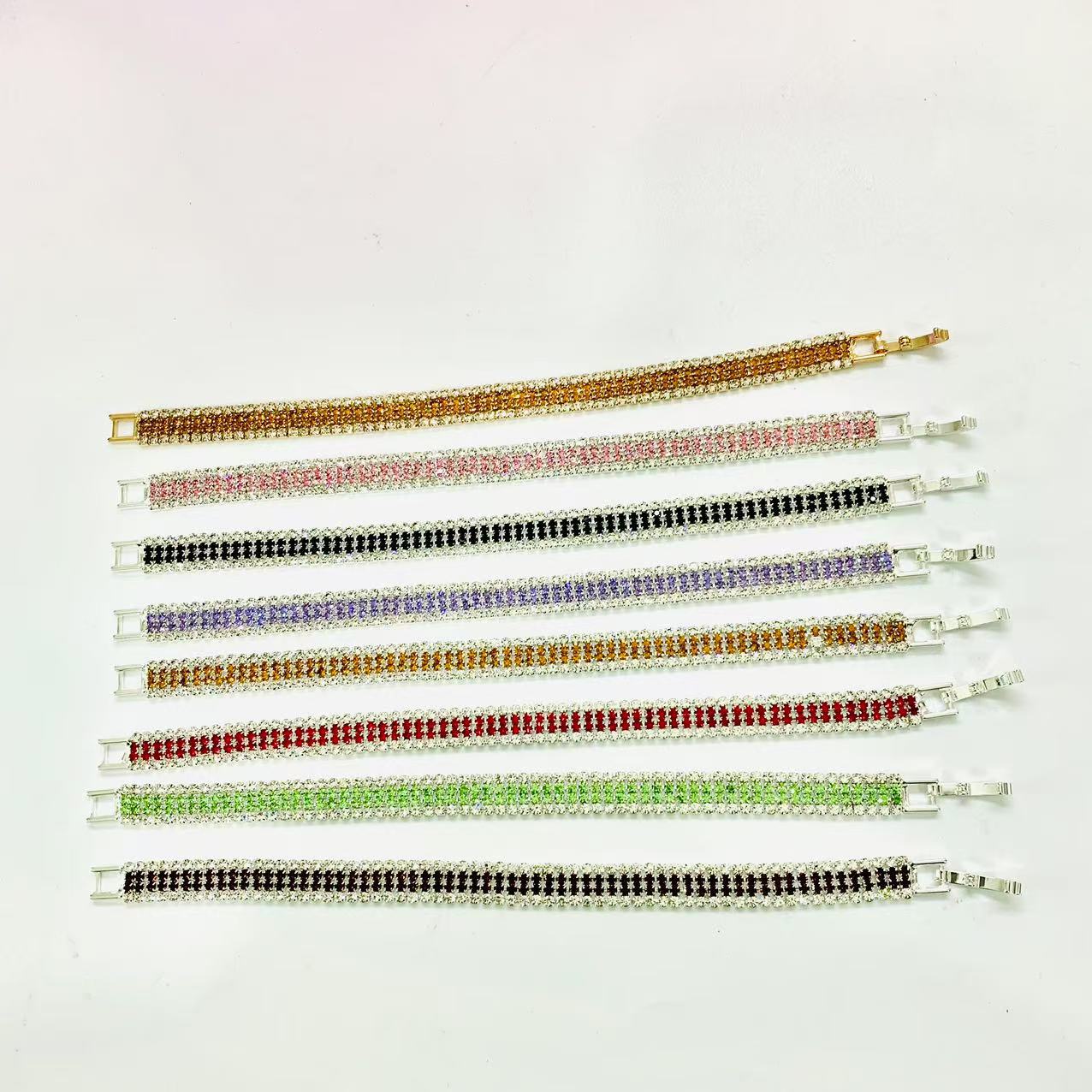 Europe and the United States cross-border e-commerce source new mixed color luxury Roman crystal bracelet women's gold simple full diamond claw chain batch