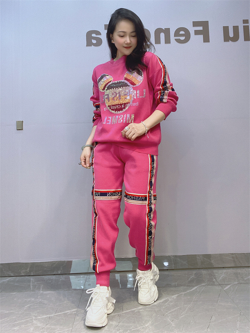 Comercio exterior transfronterizo ropa de mujer al por mayor Primavera y otoño nuevo traje casual 2024 artesanía pesada perforación en caliente ropa deportiva de moda para mujeres image 6