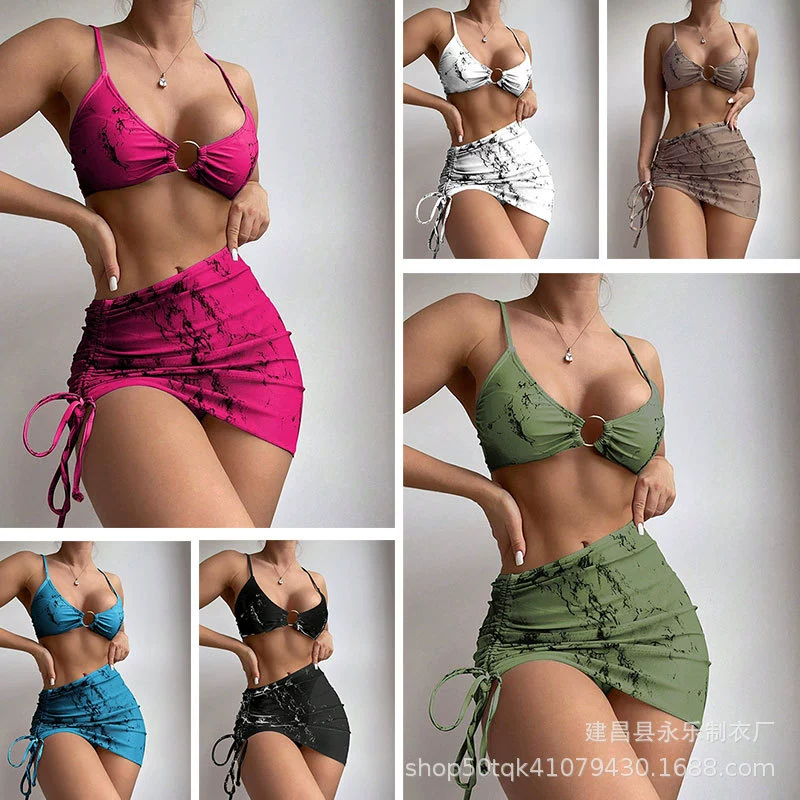 Купальник-тройка 2025: сексуальный, с вырезами, быстросохнущий, для трансграничной торговли (Европа и Америка)