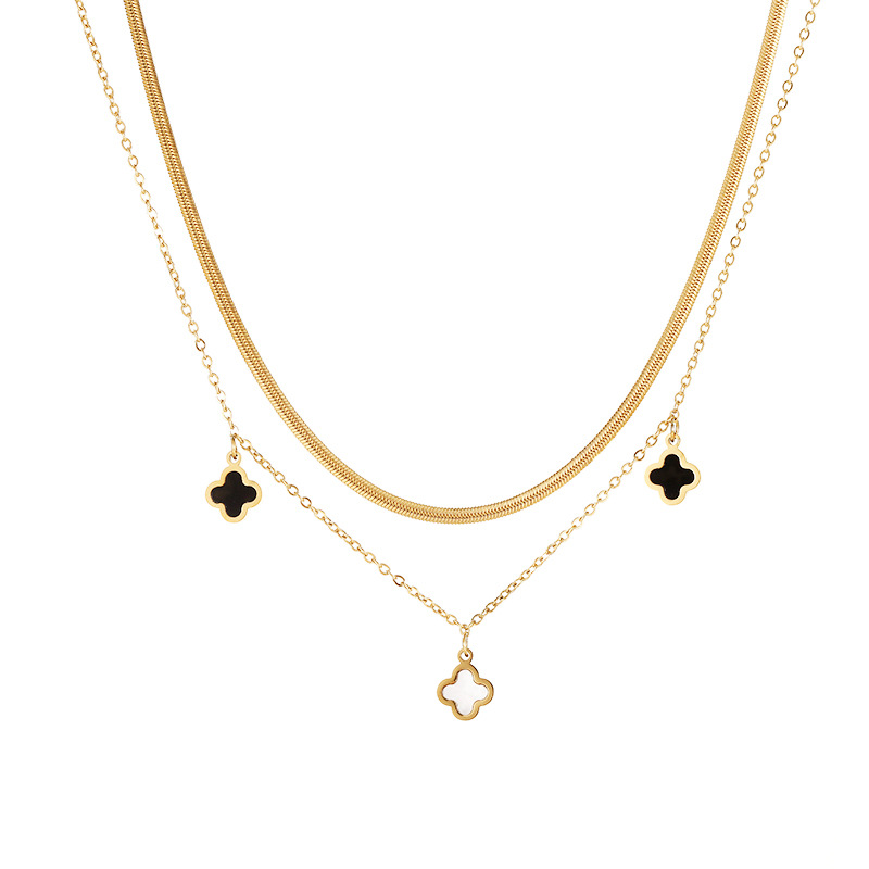 Basic Four Leaf Clover Butterfly Stainless Steel Titanium Steel Plating Pendant Necklace 1 Piece