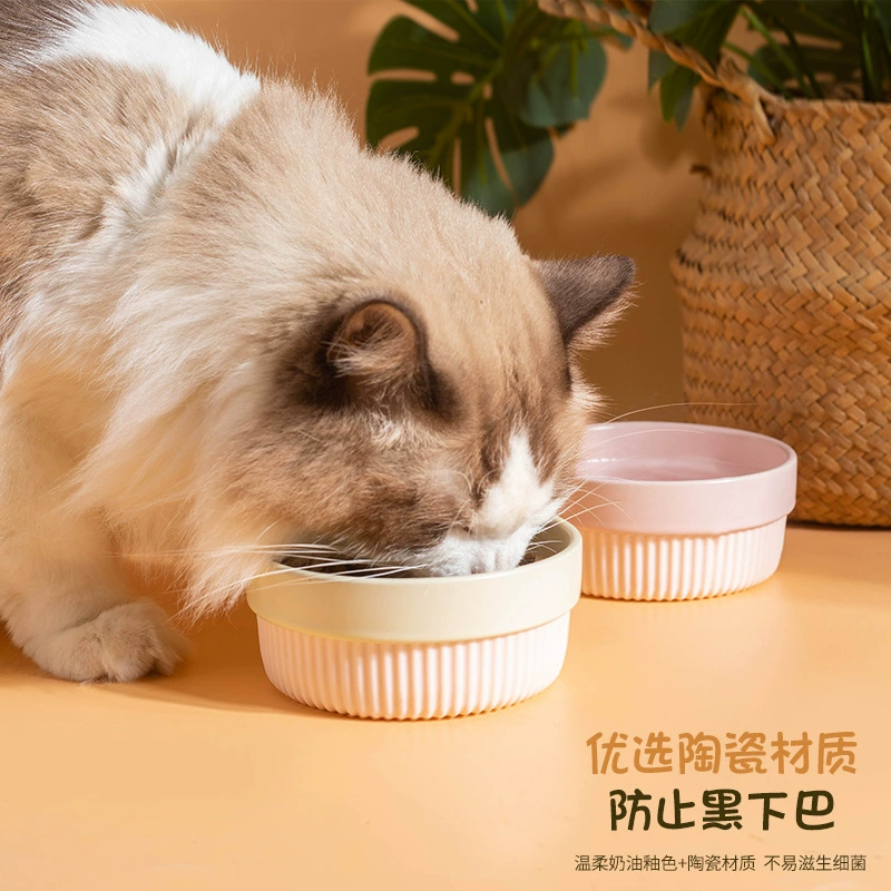 Кружка для кошек керамическая миска для корма кошки миска для еды миска для риса крупной диаметр воды нескользящая миска для животных