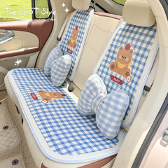 車用シートクッション、四季通用、夏用アイスシルク、快適で通気性のあるシートクッション、かわいい車内インテリアシートカバー