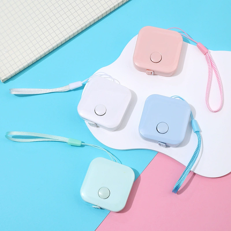 Портативная квадратная рулетка в скандинавском стиле, цвета макарон, с ремешком, автоматическая выдвижная мягкая рулетка, квадратная рулетка для измерения талии.