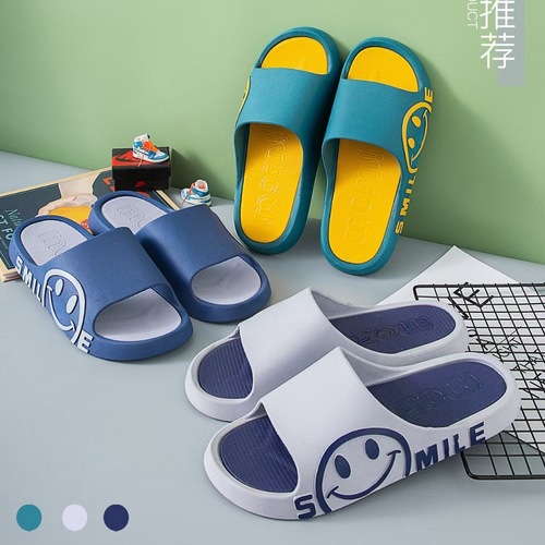 Wholesale street stall new style men's and women's slippers, fashionable smiling Korean style men's and women's couple's non-slip and anti-odor slippers