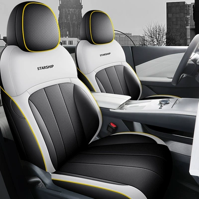 For Geely Galaxy Star Ship 7 EM-i Cushion Four Seasons Universal Seat Cover All-inclusive Leather Car Special Seat Cover (Modelə uyğun (Original) oturacaq örtükləri) - black-gray-standard-edition-galaxy-starship-7