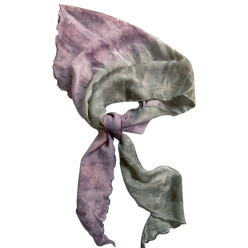 Bufanda triangular babero femenino nuevo estilo verano estilo nacional teñido de tinta bufanda fina bufanda bufanda multiusos diadema cinturón para el cabello cintura cortina de pedos