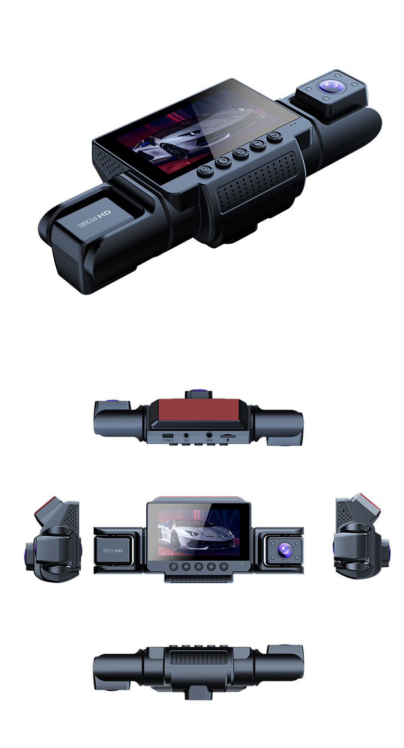 New cross-border model four-camera 1080P dashcam with high-definition night vision, wide-angle, WiFi connection, and four-lens car DVR