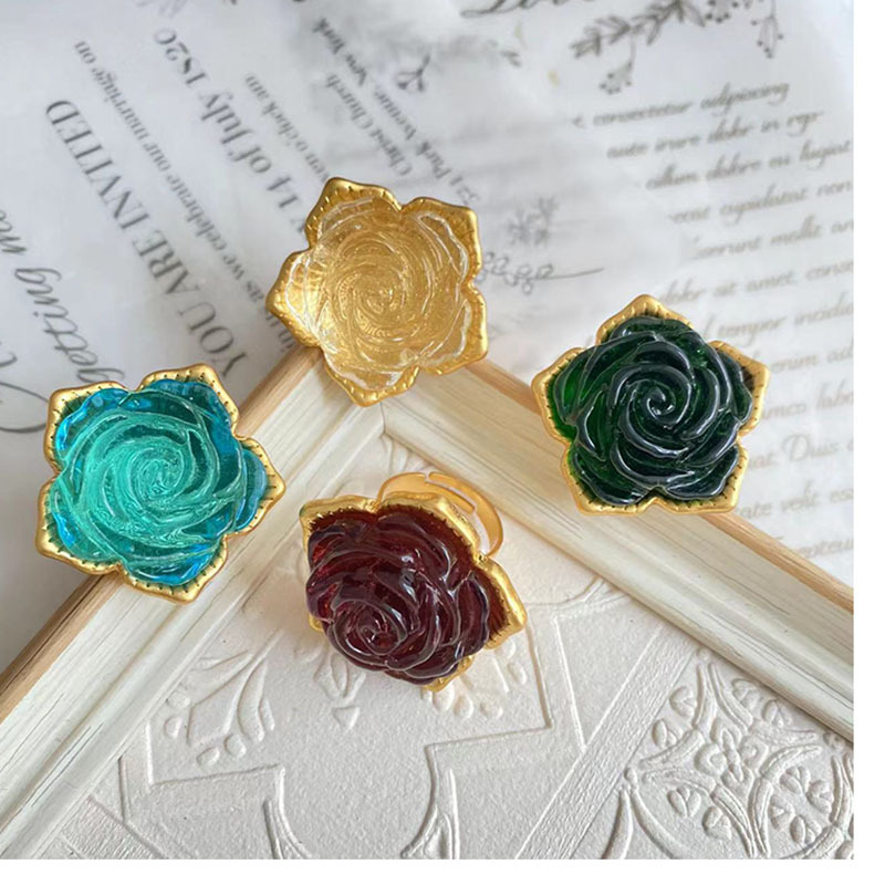 Retro Flower Alloy Plating Artificial Gemstones Womenu0027S Rings 1 Piece