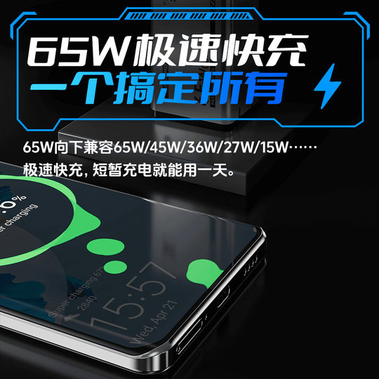 [3C Certification] Double Magic 65W Gallium Nitride Charging Gift Box is suit suitable for Xiaomi Apple Huawei Chargers.