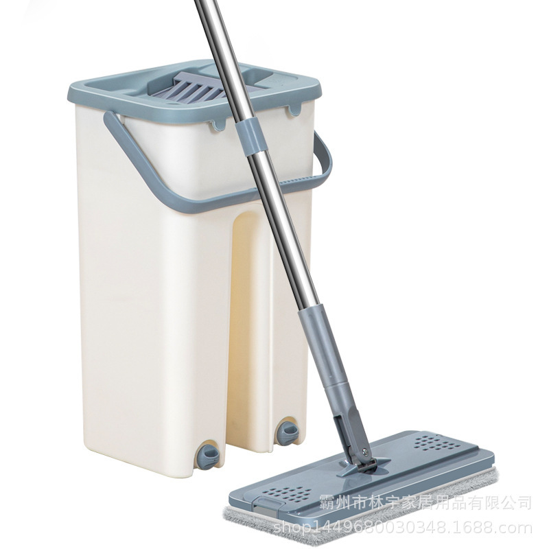 Hand-Washable Flat Mop Bucket Household Wooden Floor Lazy Mop Wet and Dry Wholesale Mop with Bucket Complete Set