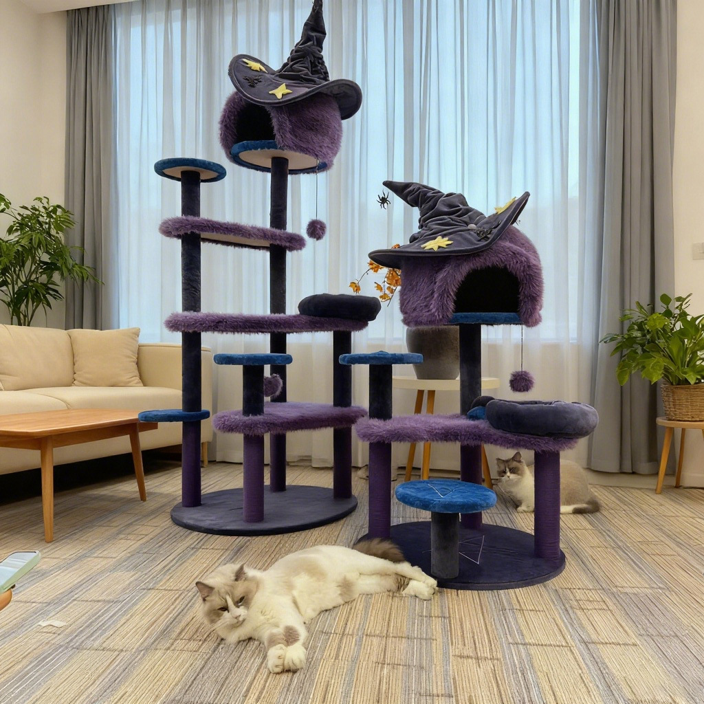 Foreign Trade Halloween Cat Climbing Frame Does Not Occupy Space, Cat Nest, Cat Shelf, Integrated Sisal Cat Scratching Post, Cat Climbing Column, Cat Toy
