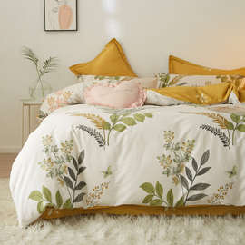 60支四季款柔软全棉床上四件套小清新春夏纯棉床单被套罩家纺床品