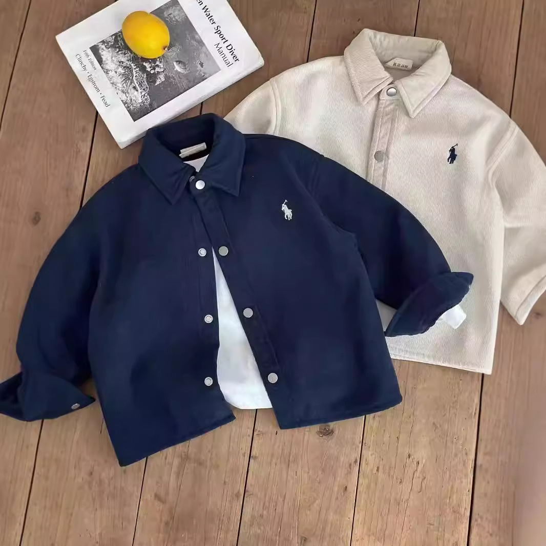 Camisas adicionales para niños otoño e invierno chaqueta coreana con marca de moda para bebés camisa de color sólido chaqueta de terciopelo