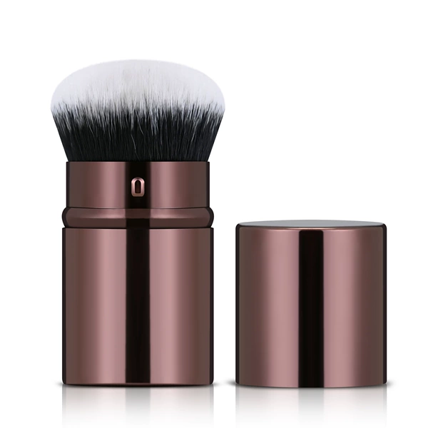 Dark rose gold retractable brush - black background and white peak hair 6.5*3cm