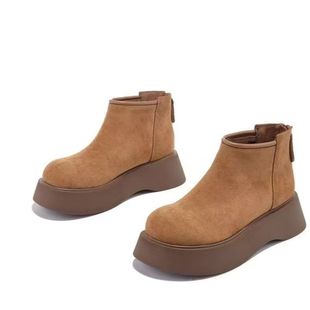 fleece-lined smoke tube muffin Martin boots women's 2024 new autumn and winter frosted thick bottom big head thick bottom Chelsea short boots tide