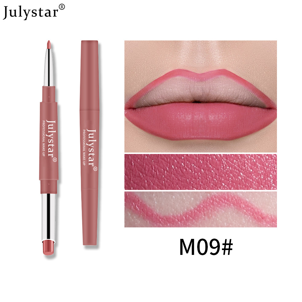 European and American cross-border double-headed red lip liner pens that do not fade or stick to the cup, pink rotating lipstick pens, wholesale of foreign trade cosmetics undefined