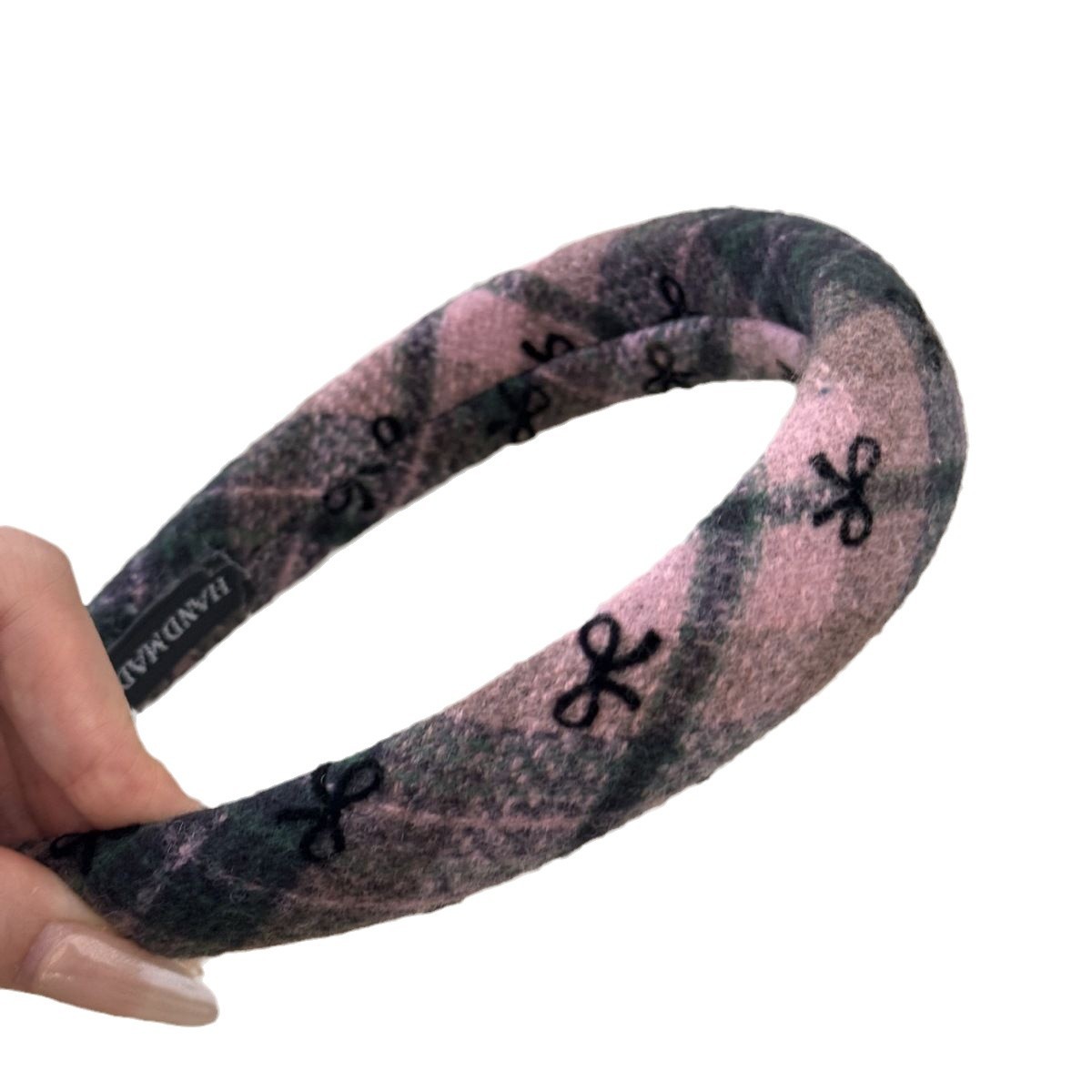 Otoño y invierno de 2024 nuevo estilo retrógrado tween estriado banda de cabello temperamento suave impresión de arco de alta calidad banda de cabeza de estilo libre