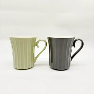 陶瓷咖啡杯大容量复古条纹竖纹家用手工大号条纹咖啡杯喝水杯家用