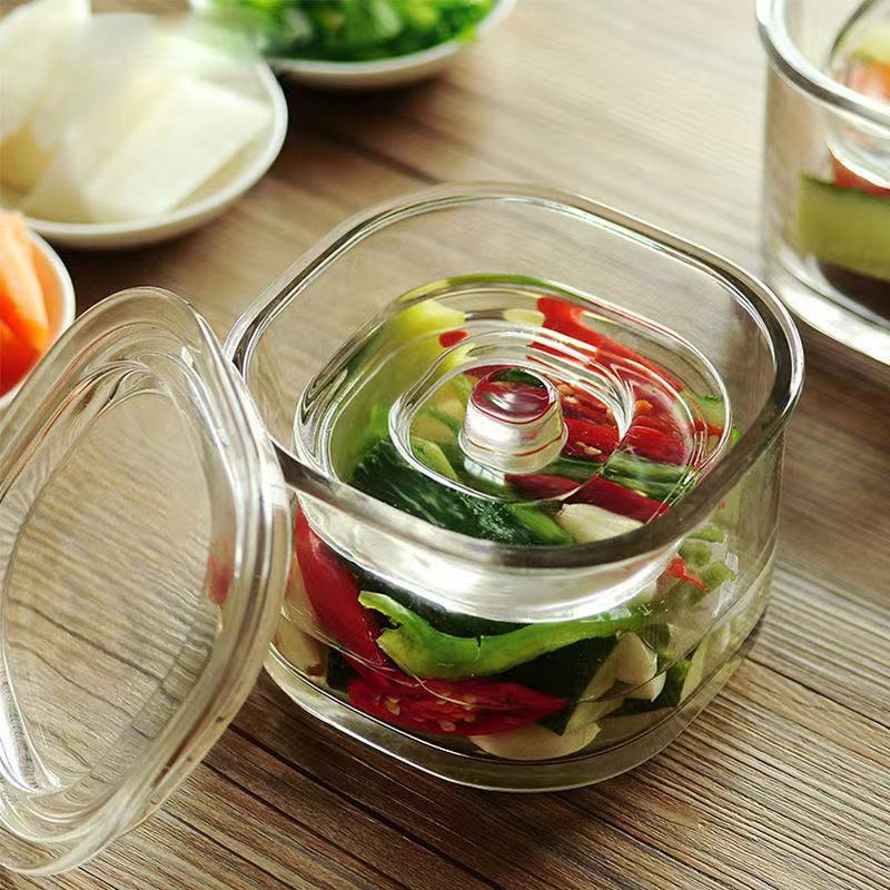 Kitchen Pickle Jar Thickened Glass Sealed Jar Household Pickle Jar Bottle Shallow Pickle Jar Overnight Pickle