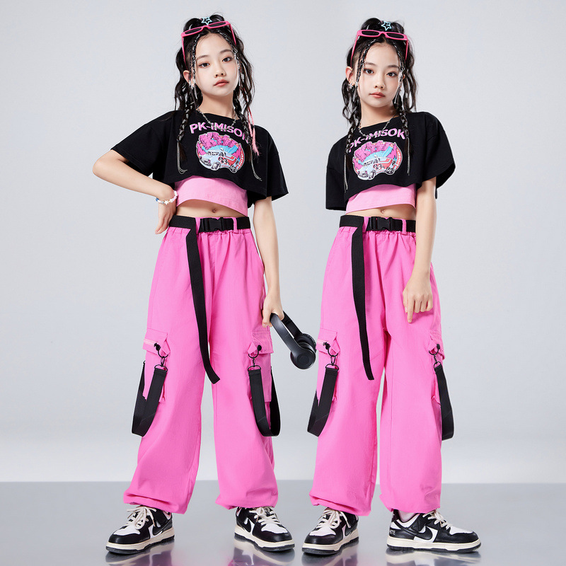 街舞儿童潮服嘻哈女童爵士舞服装女孩套装舞蹈演出比赛服炸街潮装