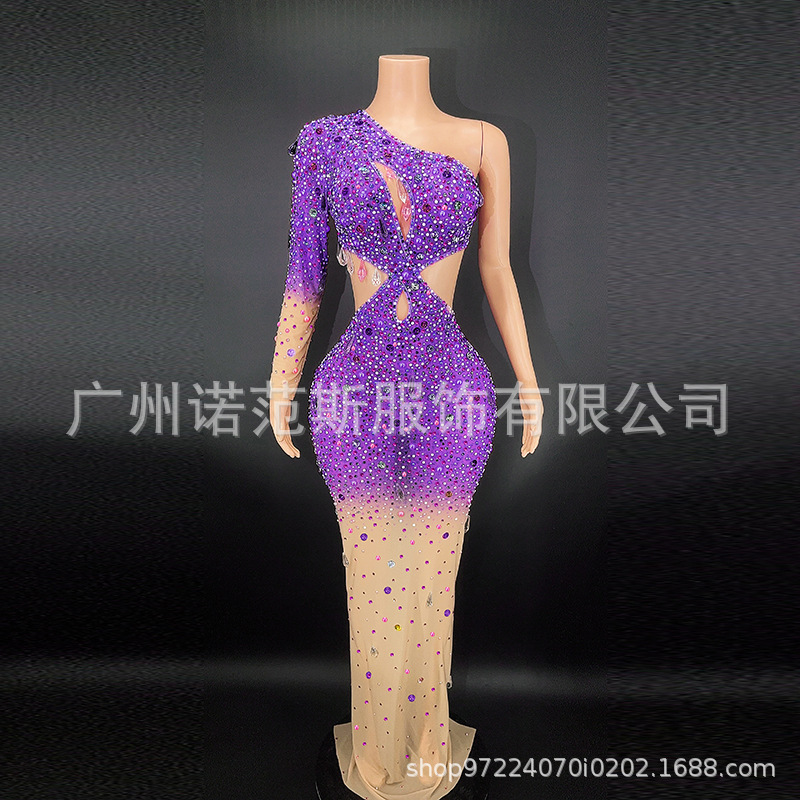 New Spring and Summer Color Series Hot Crystal Pearl Pregnant Women Party Costume Elegant Backless Social Dress