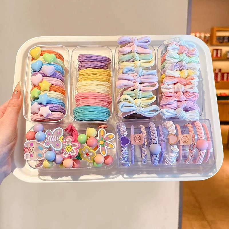 Cuerda para el cabello con lazo de doble capa para niños, cuerda para la cabeza de color a juego, banda de goma sin costuras de color caramelo, cuerda para el cabello