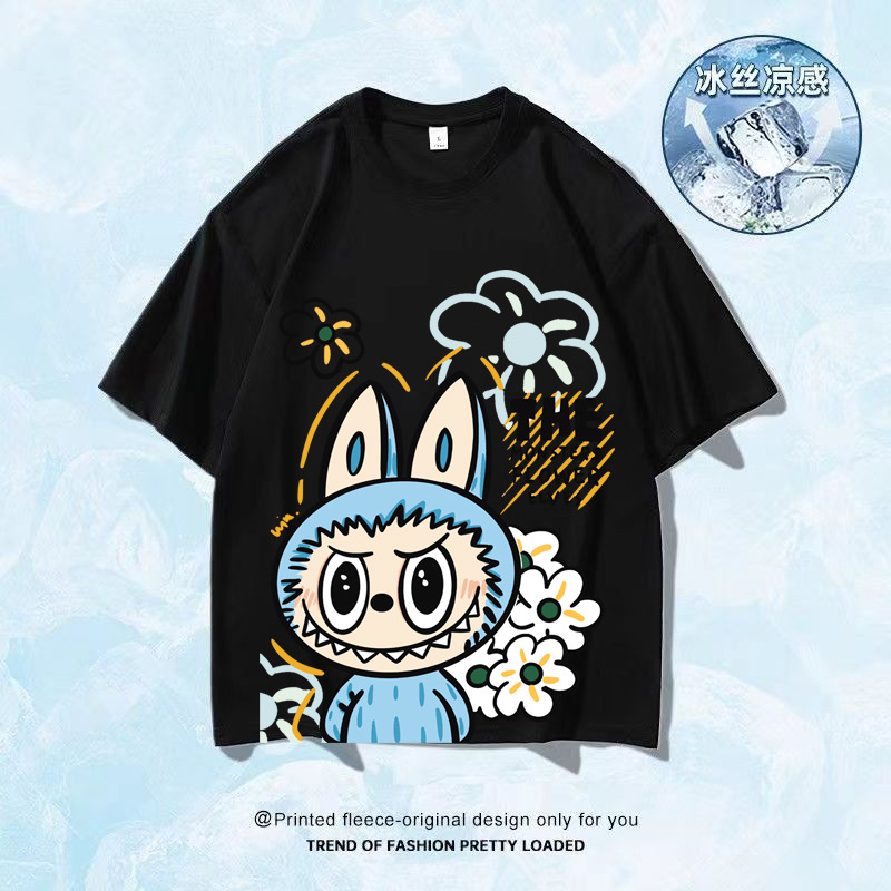 2026 helado seda camiseta impresa de manga corta logotipo grande ropa de trabajo DIY ropa de trabajo impresa de cuello redondo camiseta