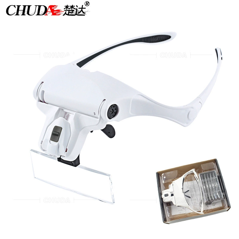 Очки увеличительное стекло со светодиодной лампой для пожилых людей чтение ремонт осмотр Прививка ресниц пять линз 9892B1