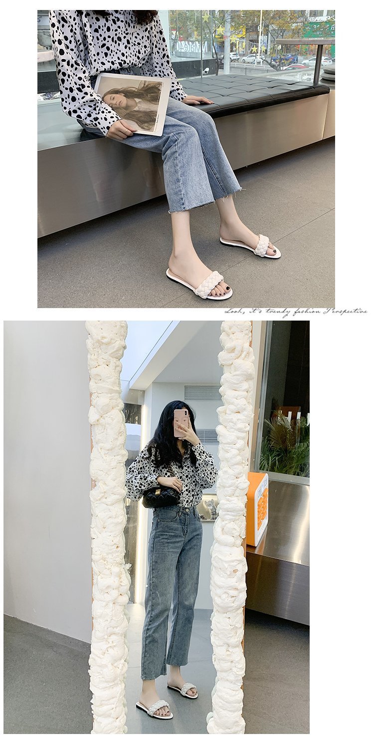 fashion solid color weave belt half slippers  NSPE55982