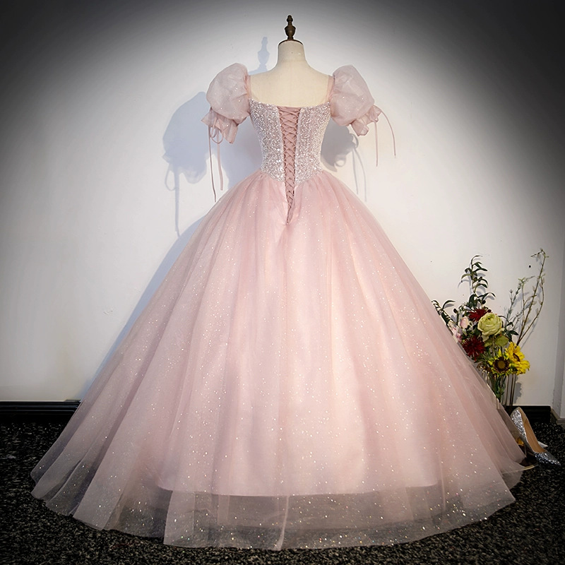 Vestido de compromiso princesa Rosa novia tostada vestido etapa rendimiento solo vestido de novia vestido de noche vestido anfitrión venta al por mayor