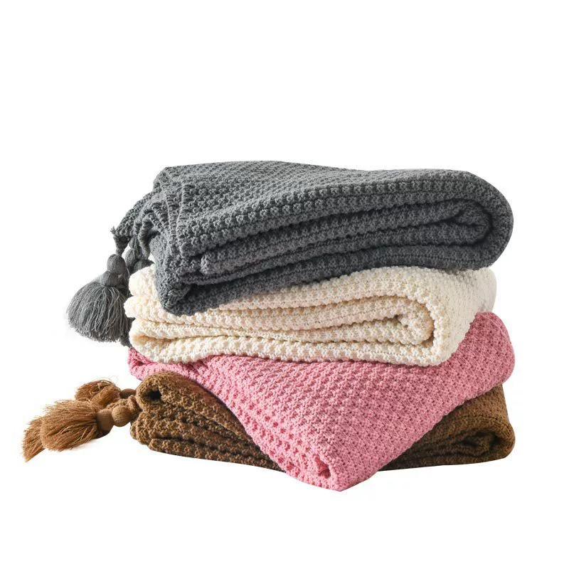 Knitted Throw Blanket, Multi-Use Sofa Cloak, Demi-Season Soft Skin-Friendly, 110×150–130×230 cm