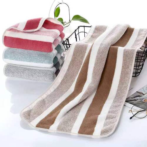 Wholesale coral velvet towels, three-color striped towels, soft and comfortable, non shedding, non fading, support customization
